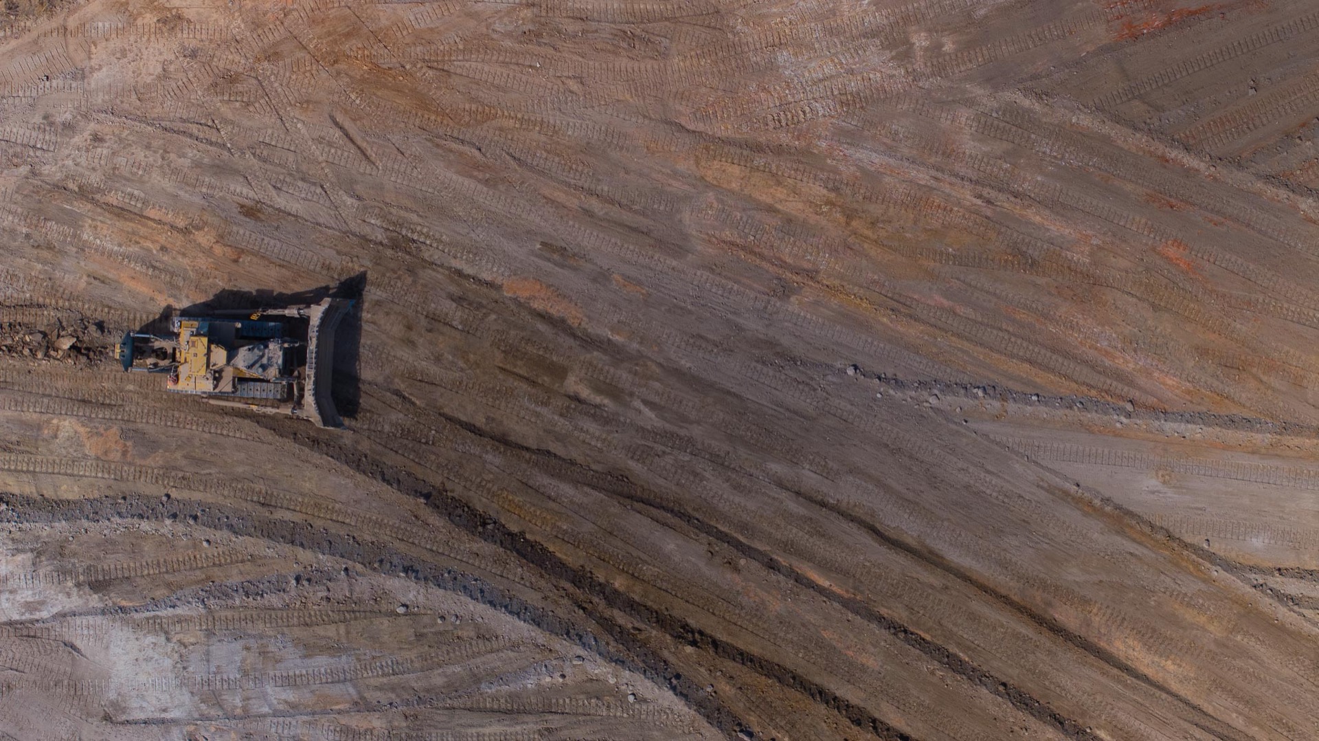 Bird's eye view of the D11R constructing a dam on Lot 4